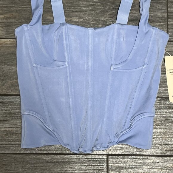 NWT FREE PEOPLE x HAH Knock Out Corset boudoir Top Size Small Blue Periwinkle - Picture 5 of 15